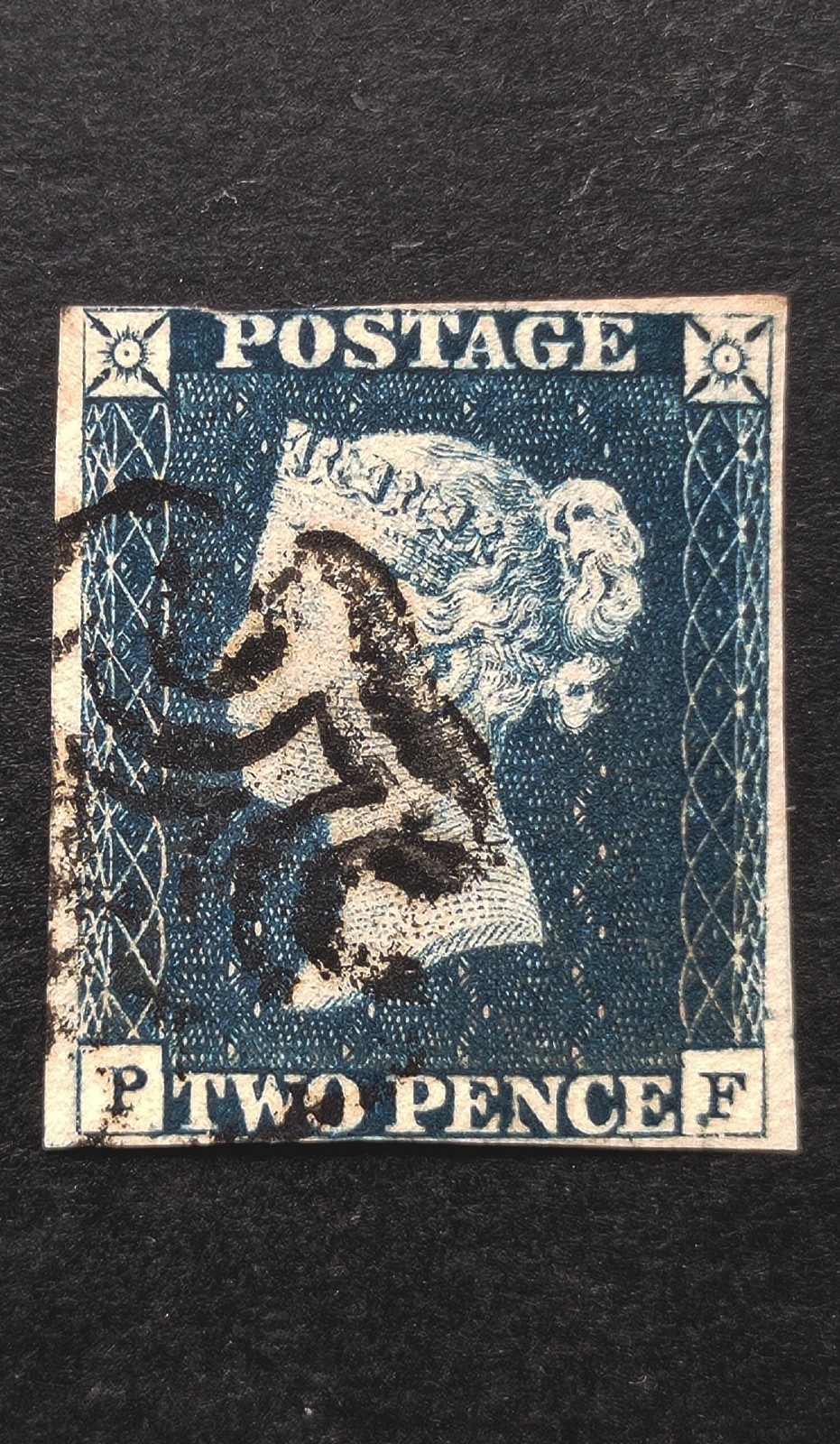 GB Queen Victoria 2d Blue SG.4 Used Black Maltese Cross 3/4 Margins VF