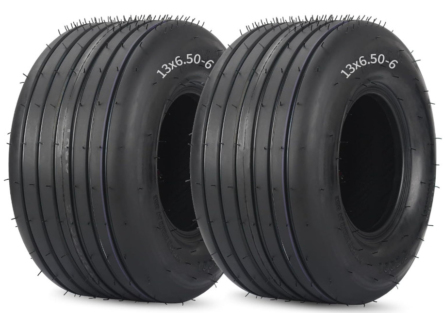 GICOOL 2Pk 13x5.00-6 Lawn Mower Tire, 13x5-6 Straight Rib Tread Tubeless Tyres