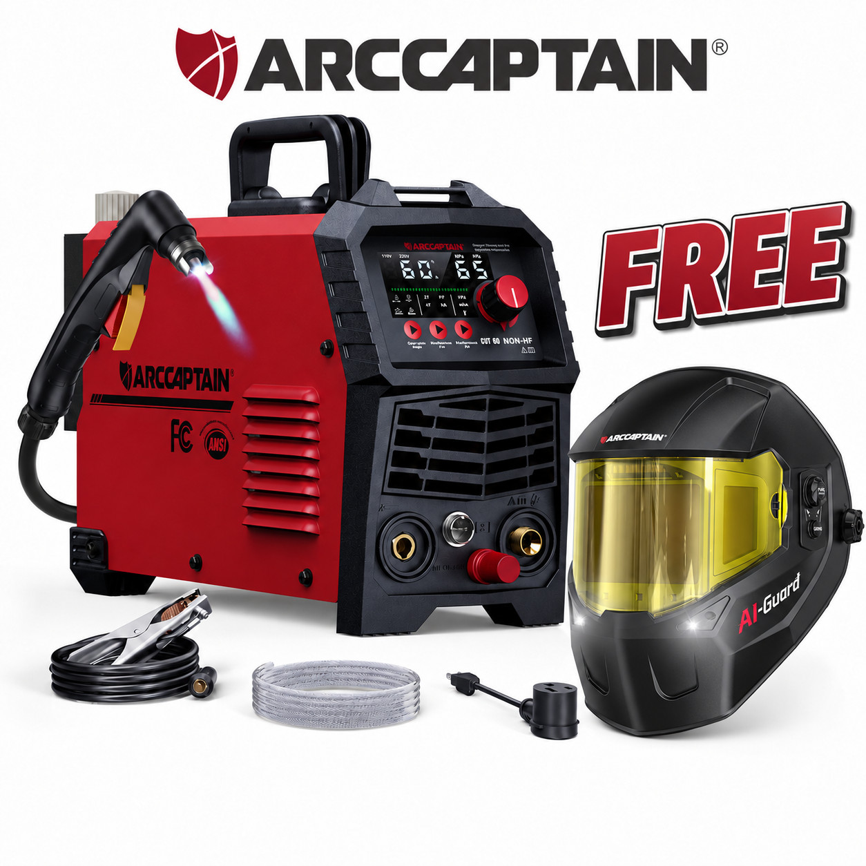 2026 ARCCAPTAIN 60A Non-HF Plasma Cutter 4-in-1, 1-1/16