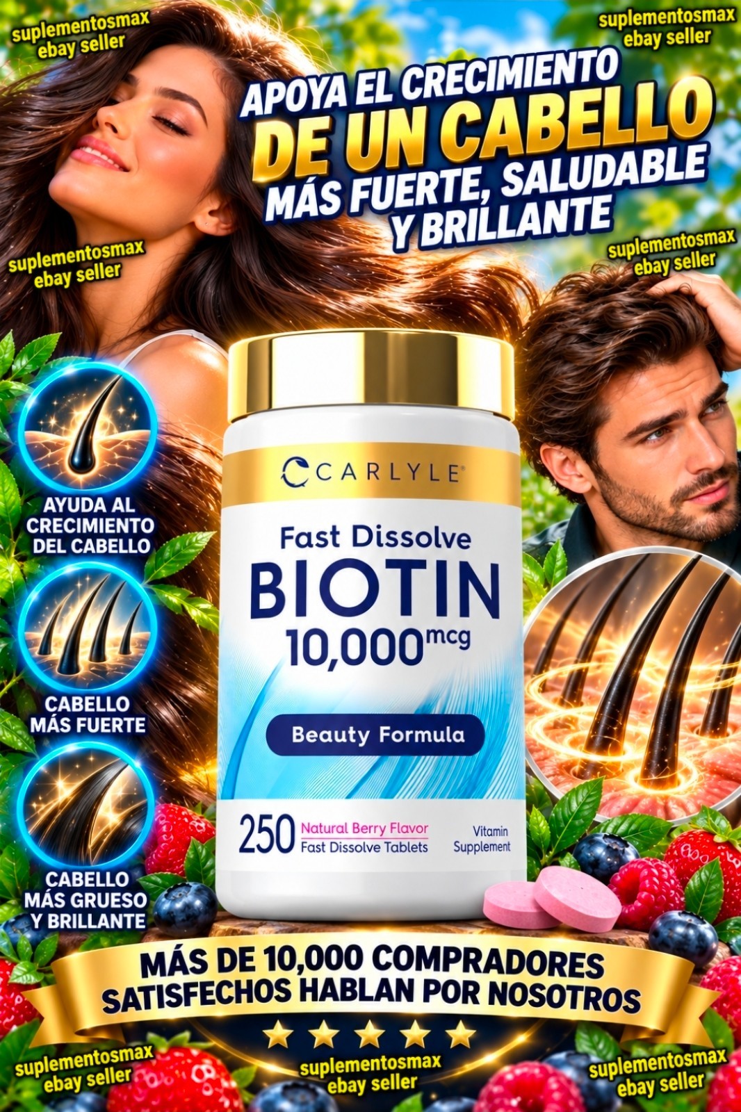 Pastillas naturales ayudan al crecimiento saludable de un cabello mas fuerte