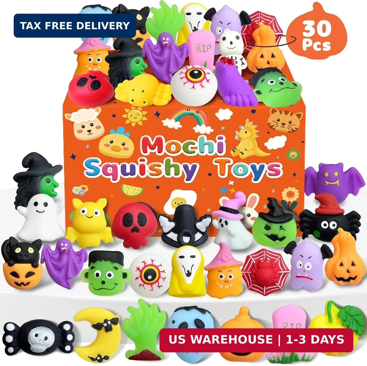 30 Pcs Halloween Mochi Squishy Toy for Kids, Party Favors Non Candy Treats 30 Pcs Halloween Mochi Squishy Toy for Kids, Party Favors Non Candy Treats