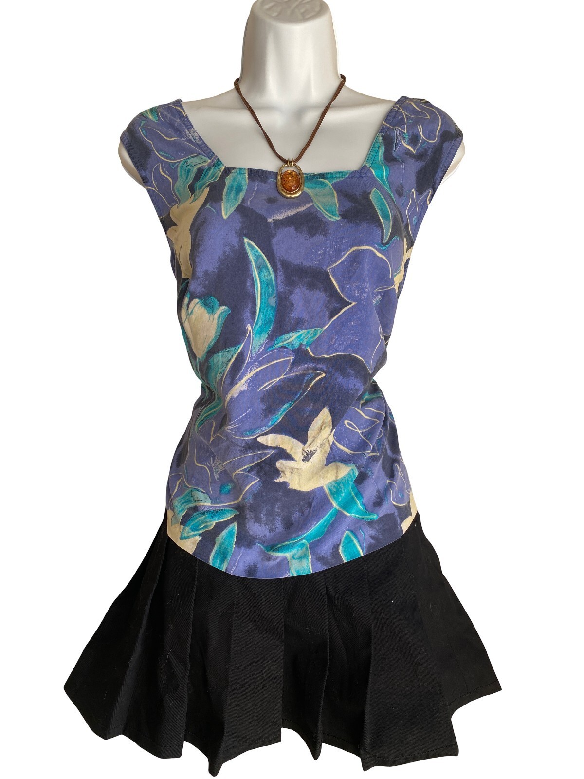 Vintage Valerie Stevens II Plus 18W Silk Floral Cap Sleeve Blouse Whimsigoth Boh