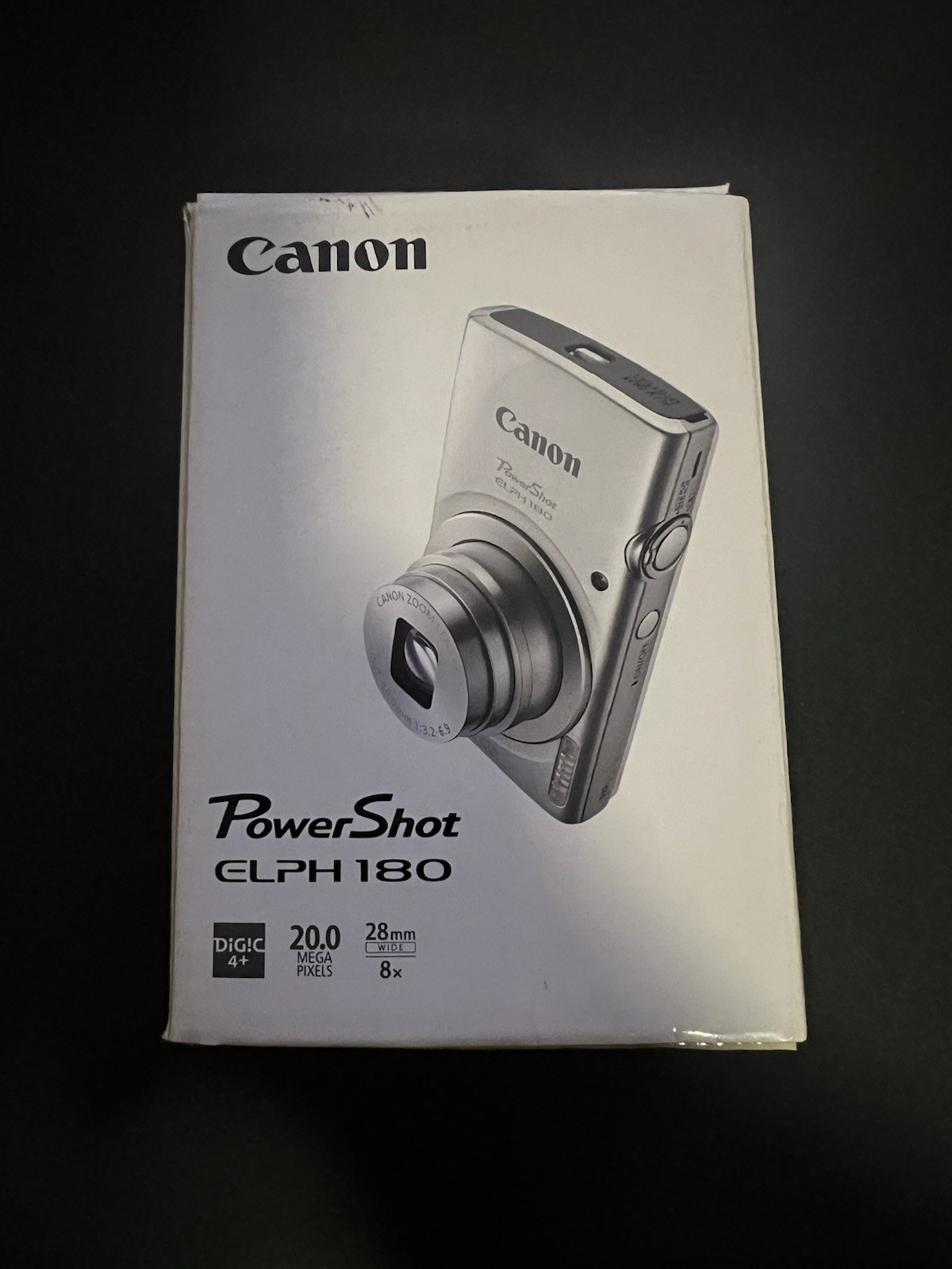 Open Box Canon PowerShot ELPH 180 Digital Camera (Silver) Charger, SD, Battery