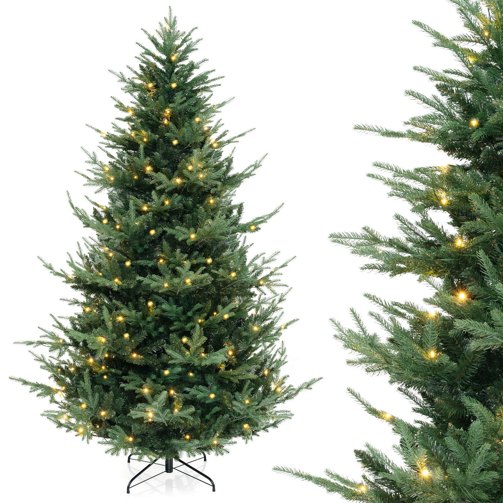 8 FT Artificial Christmas Tree, Faux Hinged Xmas Tree with 1480 Branch Tips 8 FT Artificial Christmas Tree, Faux Hinged Xmas Tree with 1480 Branch Tips