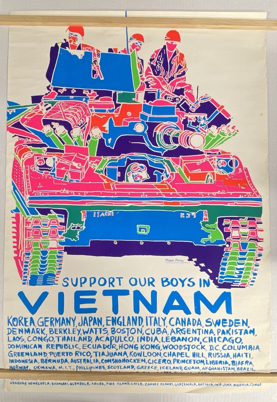 Vintage Original Support Our Boys in Vietnam Blacklight Poster 24x35 RARE