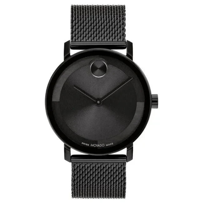 Movado Man\'s Bold Evolution Black IP Textured  Dial Swiss Watch 3601072 New