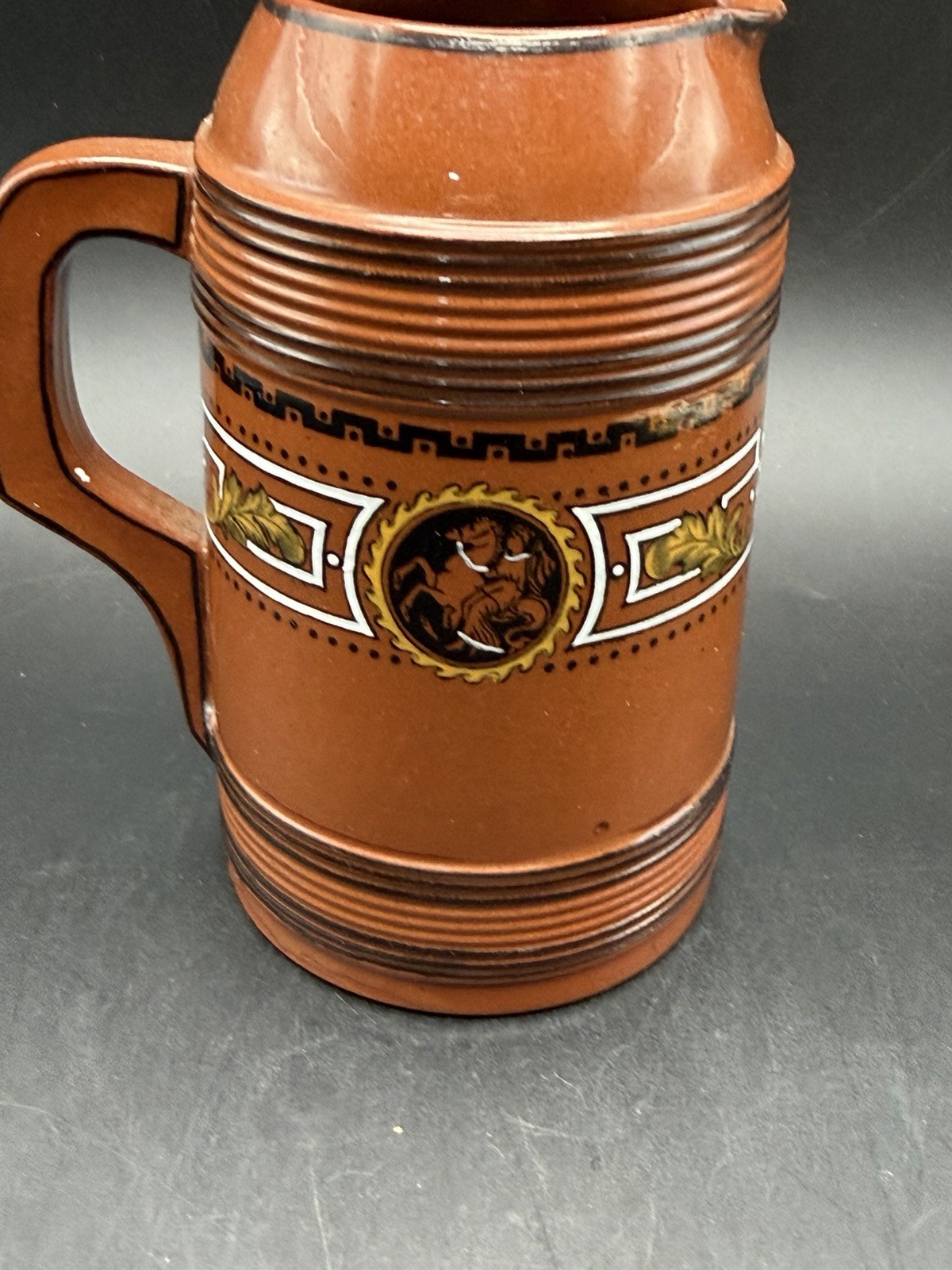 Antique Wedgwood Rosso Antico Neo-Grec Enamel Jug Dated 1875