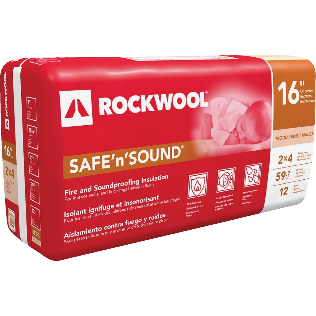 Rockwool SafenSound 16 In. x 47 In. Stone Wool Insulation (12-Pack) Rockwool SafenSound 16 In. x 47 In. Stone Wool Insulation (12-Pack)
