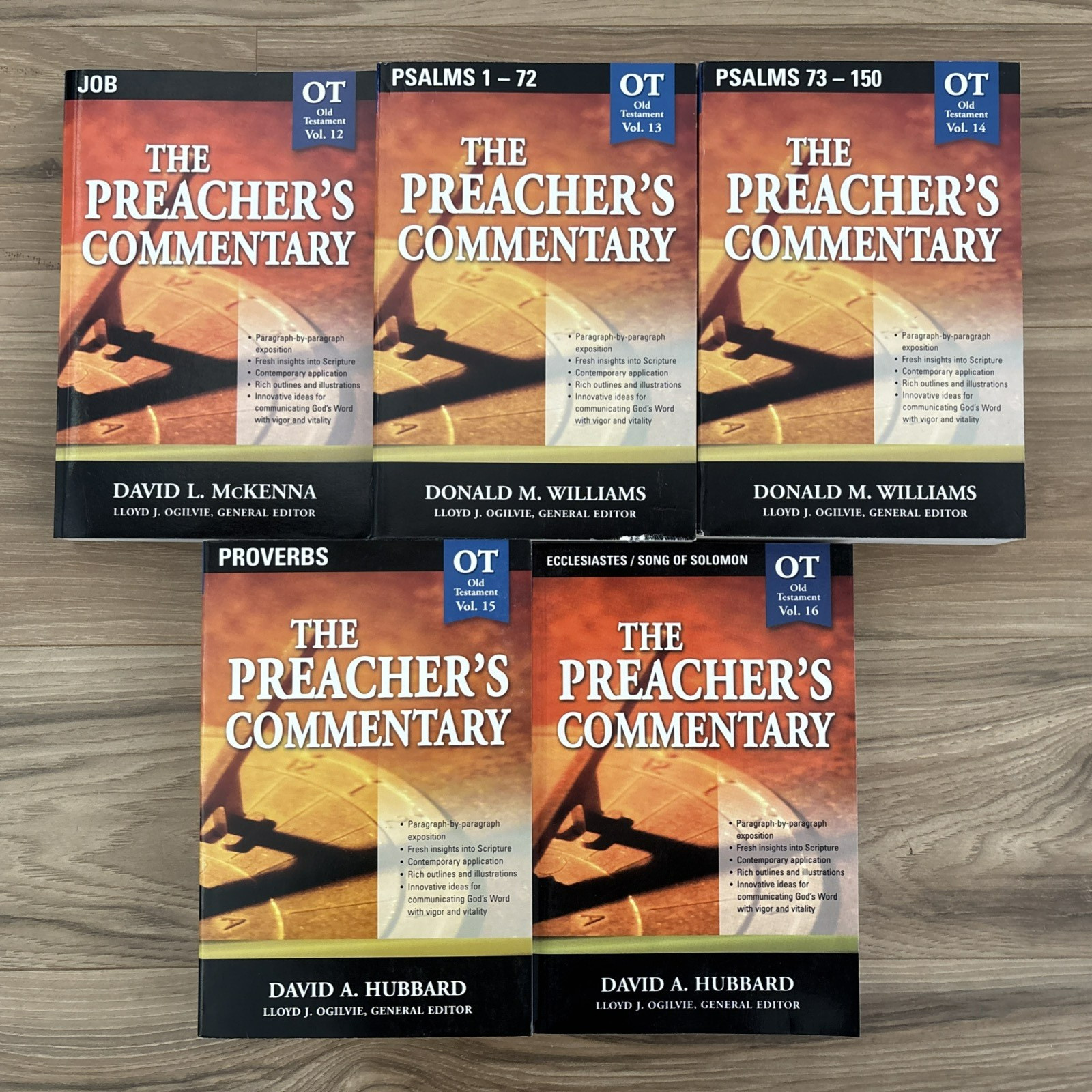 The Preacher\'s Commentary Old Testament Book Lot of 5 Bible poetry Vol 12-16 VG