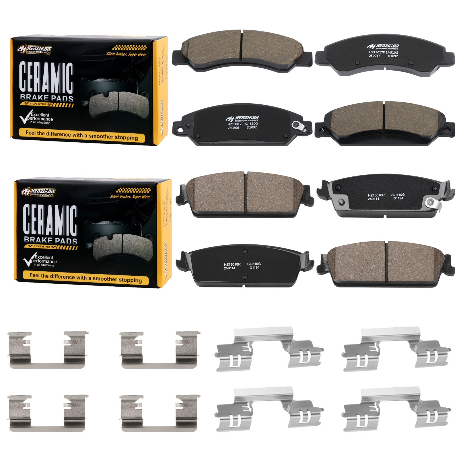 Front and Rear Ceramic Brake Pads for Chevrolet Tahoe 4.8L 5.3L 6.2L 2007 - 2014