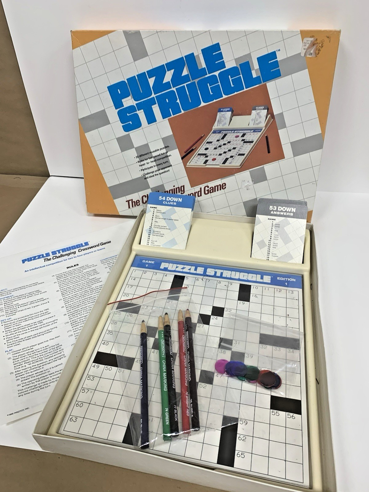 Rare Vintage 1980's 1986 Puzzle Struggle Crossword Game 100% Complete by Innotoy Rare Vintage 1980's 1986 Puzzle Struggle Crossword Game 100% Complete by Innotoy