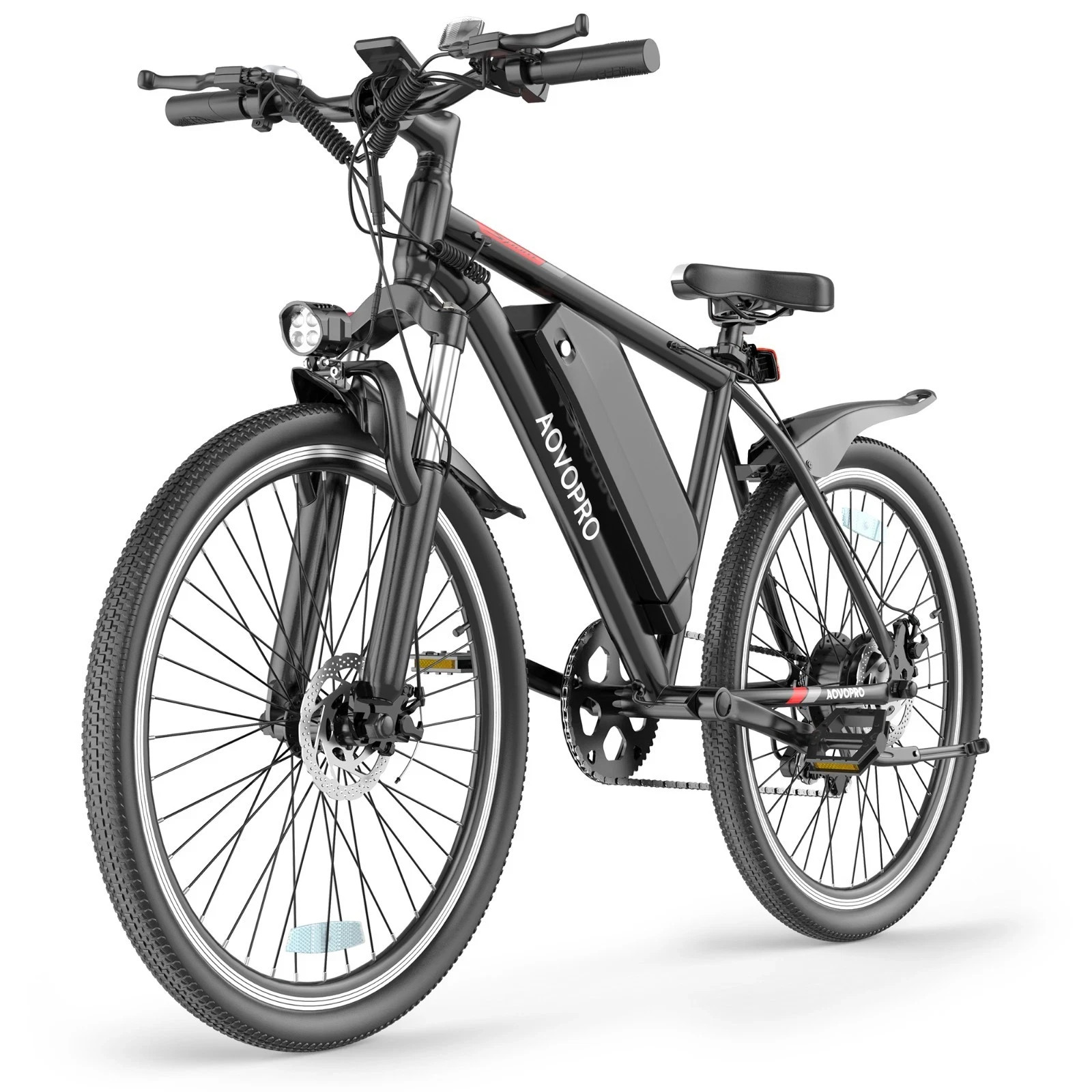 AOVOPRO 26inch Electric Mountain Bike 22MPH Commuting Electric Bicycle Adults