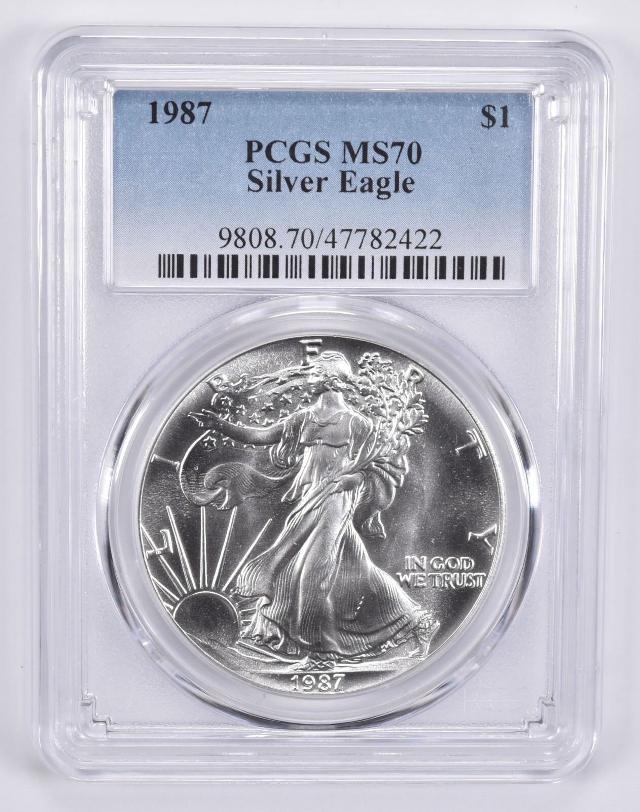 1987 American Silver Eagle MS70 PCGS Blue Label 1987 American Silver Eagle MS70 PCGS Blue Label