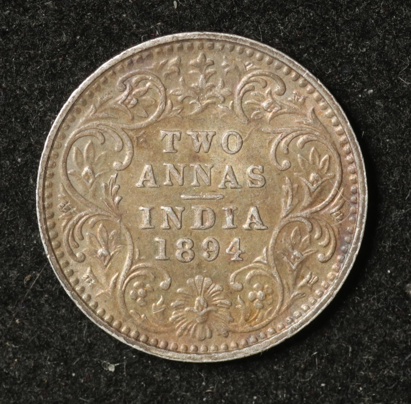 India 1894 B 2 Annas - Silver - Victoria - HIGH GRADE WOW India 1894 B 2 Annas - Silver - Victoria - HIGH GRADE WOW