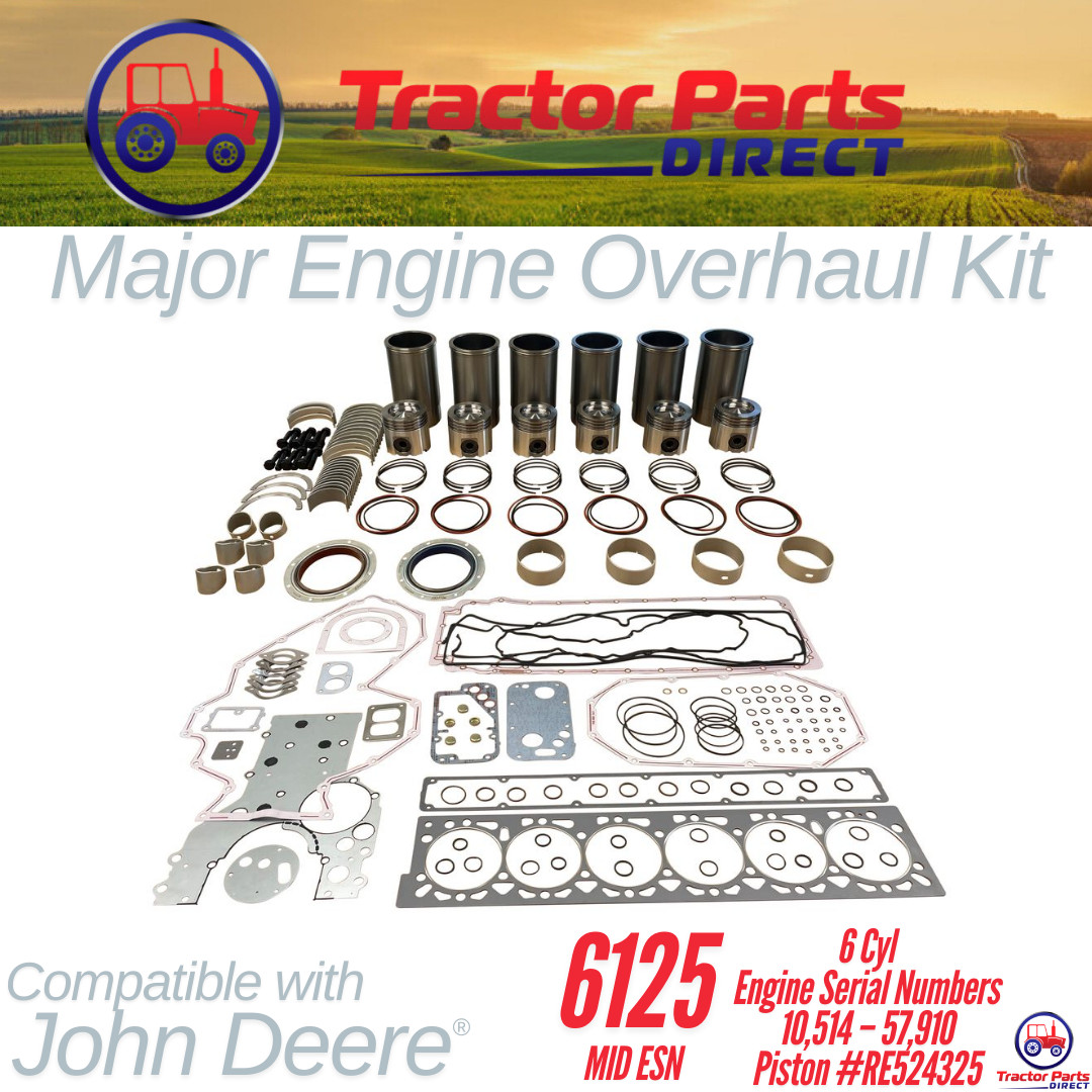 MAJOR ENGINE OVERHAUL KIT comp w John Deere® 6125 MID Powertech Piston #RE524325