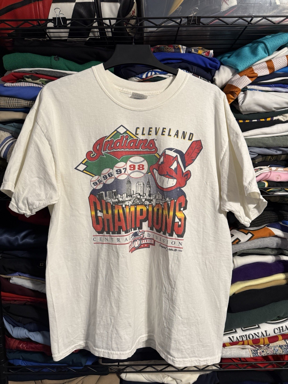 Vintage Cleveland Indians 1998 Central Division Champions Shirt Mens XL MLB