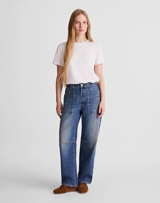 Madewell Women’s The Darted Barre Jeans 28 Medium Wash Blue Button Fly