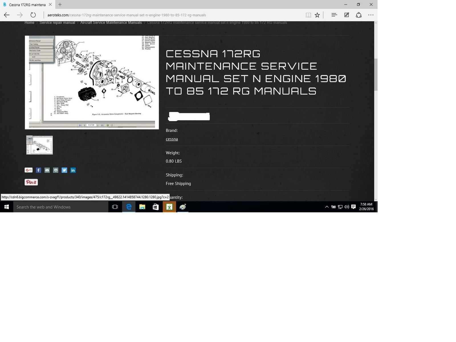 Cessna 172 RG maintenance service manual set w engine overhaul 1980 w A/Ds