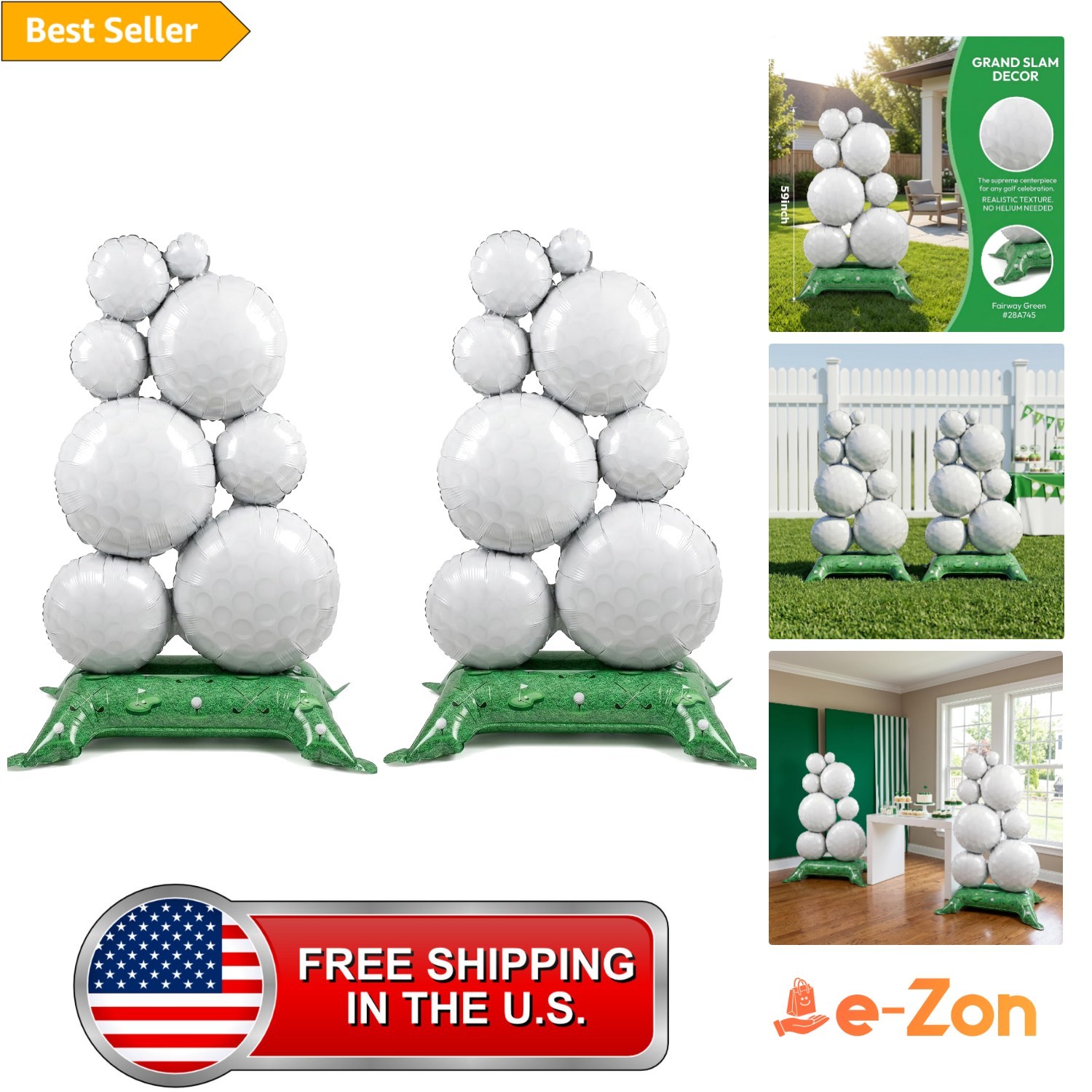 2 pcs Giant Self Standing , 59 Inch Golf Party Decorations