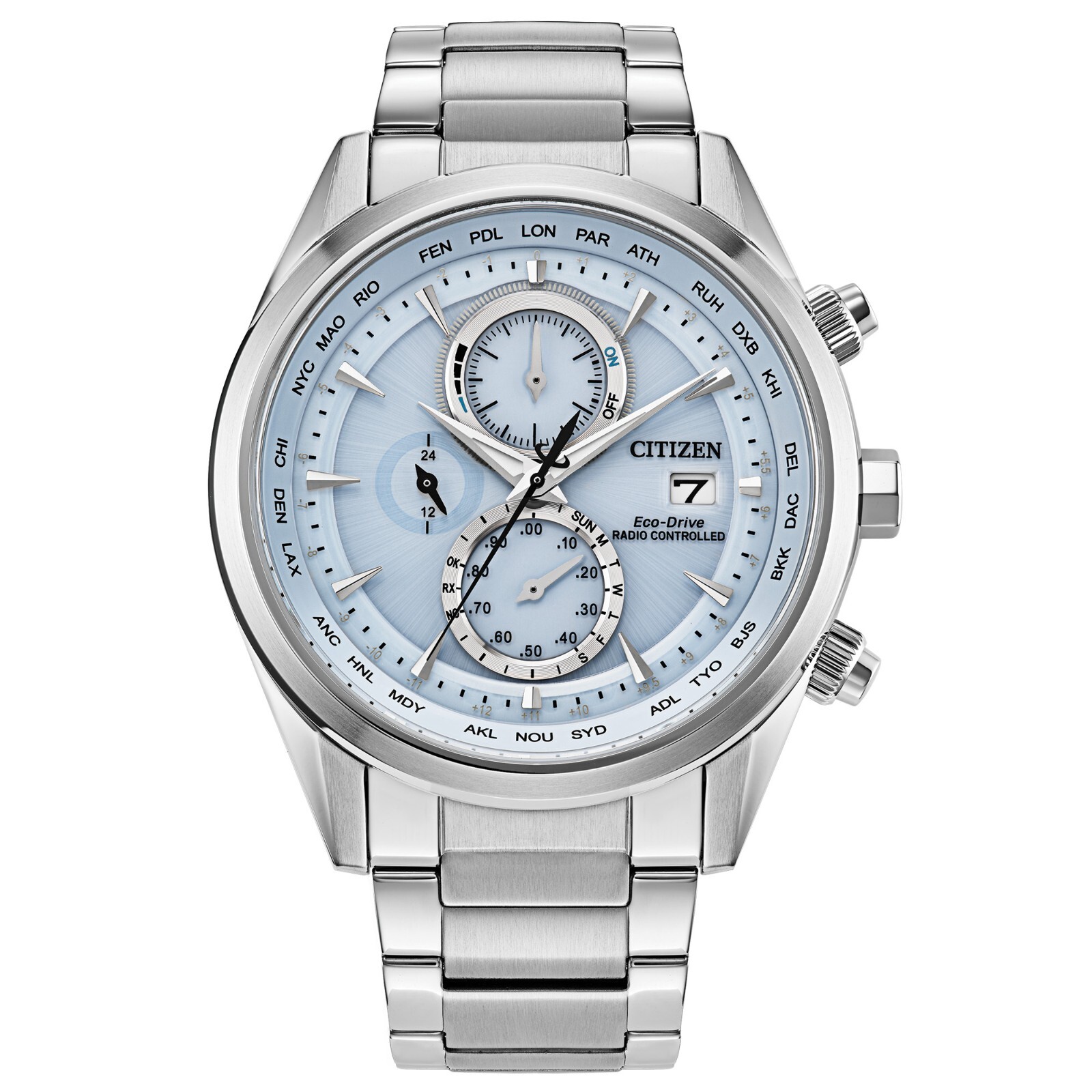 Citizen Men \'s Sport Luxury Chronograph Eco-Drive Silver Watch 43 MM AT8260-51M