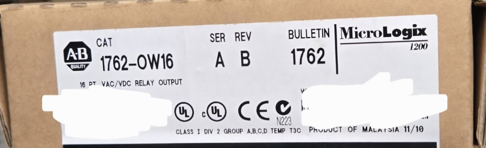 Allen-Bradley 1762-OW16 MicroLogix 16 Point Relay Output Module Allen-Bradley 1762-OW16 MicroLogix 16 Point Relay Output Module