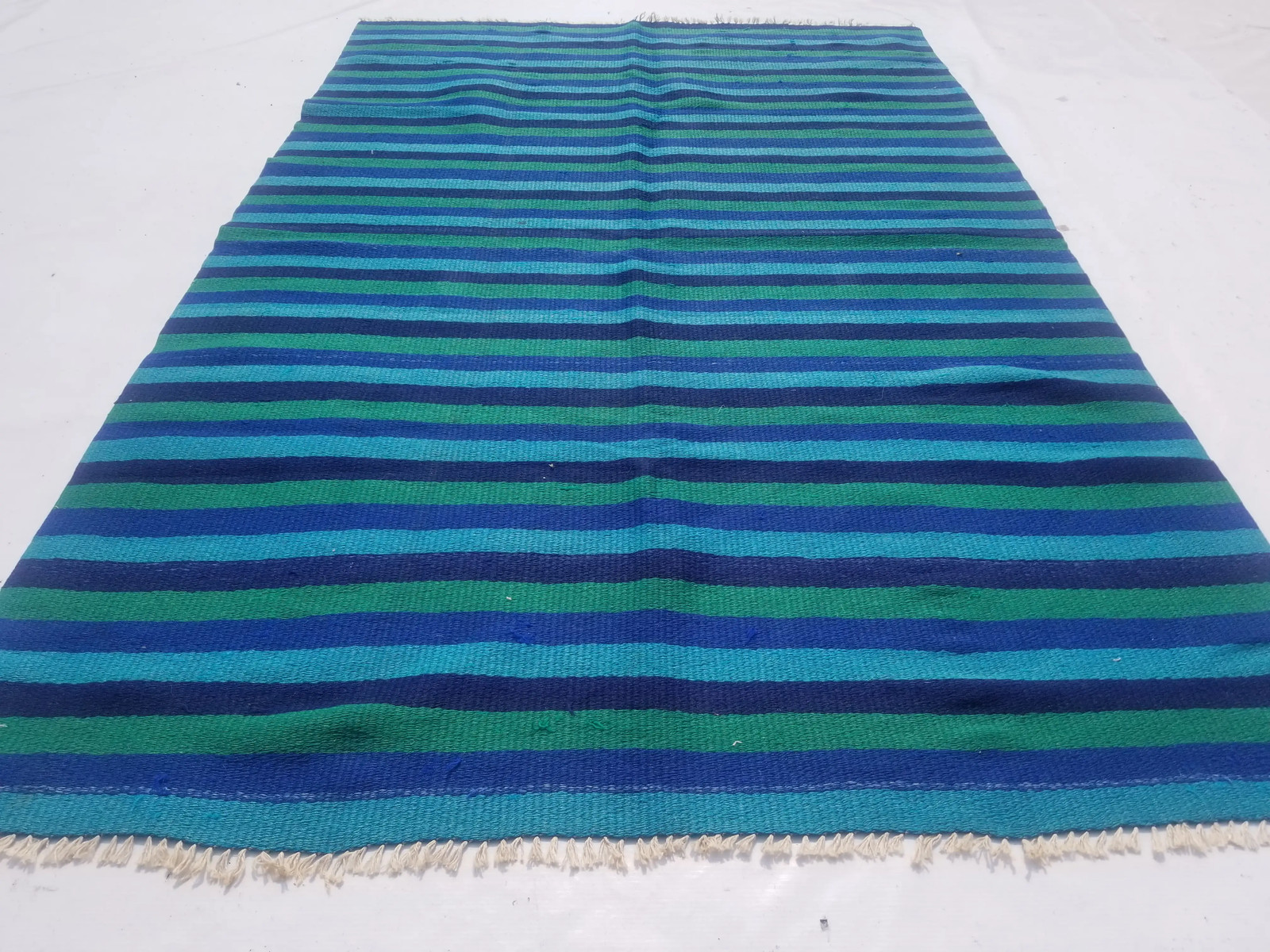 Vintage Traditional Handmade Oriental Striped Flatweave Wool Kilim 6.7x4.2ft Vintage Traditional Handmade Oriental Striped Flatweave Wool Kilim 6.7x4.2ft