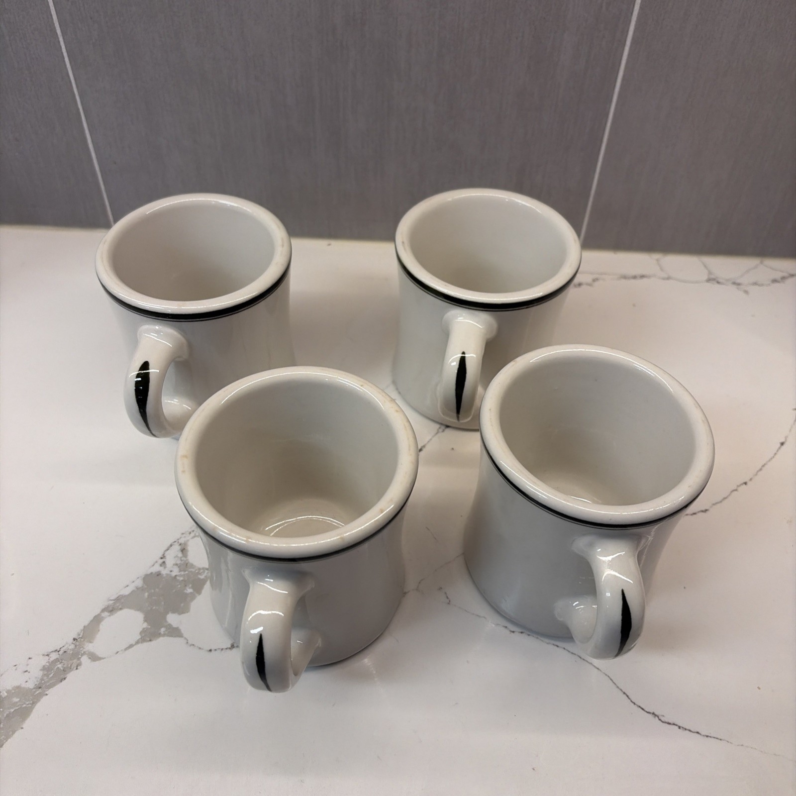 Vintage Victor Green Stripe Diner Ware 7.5oz Coffee Restaurant Mug Set Of 4 Vintage Victor Green Stripe Diner Ware 7.5oz Coffee Restaurant Mug Set Of 4