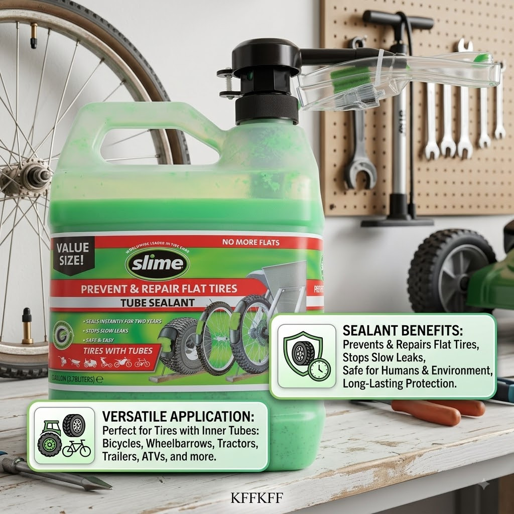 Slime Tube Sealant 1 Gallon Heavy Duty Tire Flat Prevention Liquid Repair