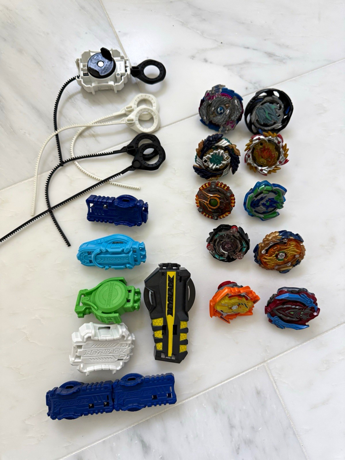 Lot of 10 Beyblade Burst Tops with Launchers and Ripcords Hasbro Mixed Bundle