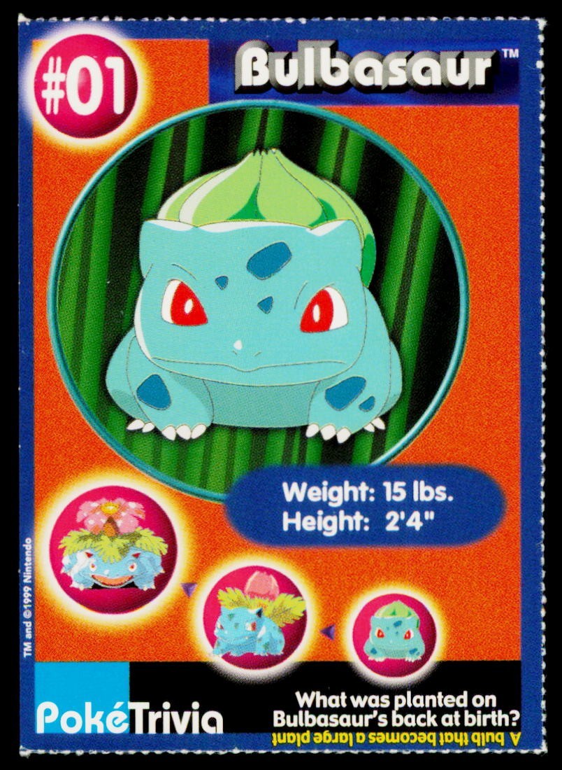 1999 Burger King Pokemon Poke Trivia Cards (Perforated) NM 151