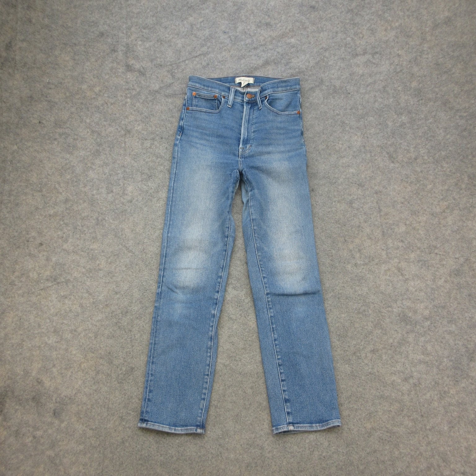 Madewell Jeans Women\'s Sz 27 Light Wash High Rise Straight Leg Stretch Denim