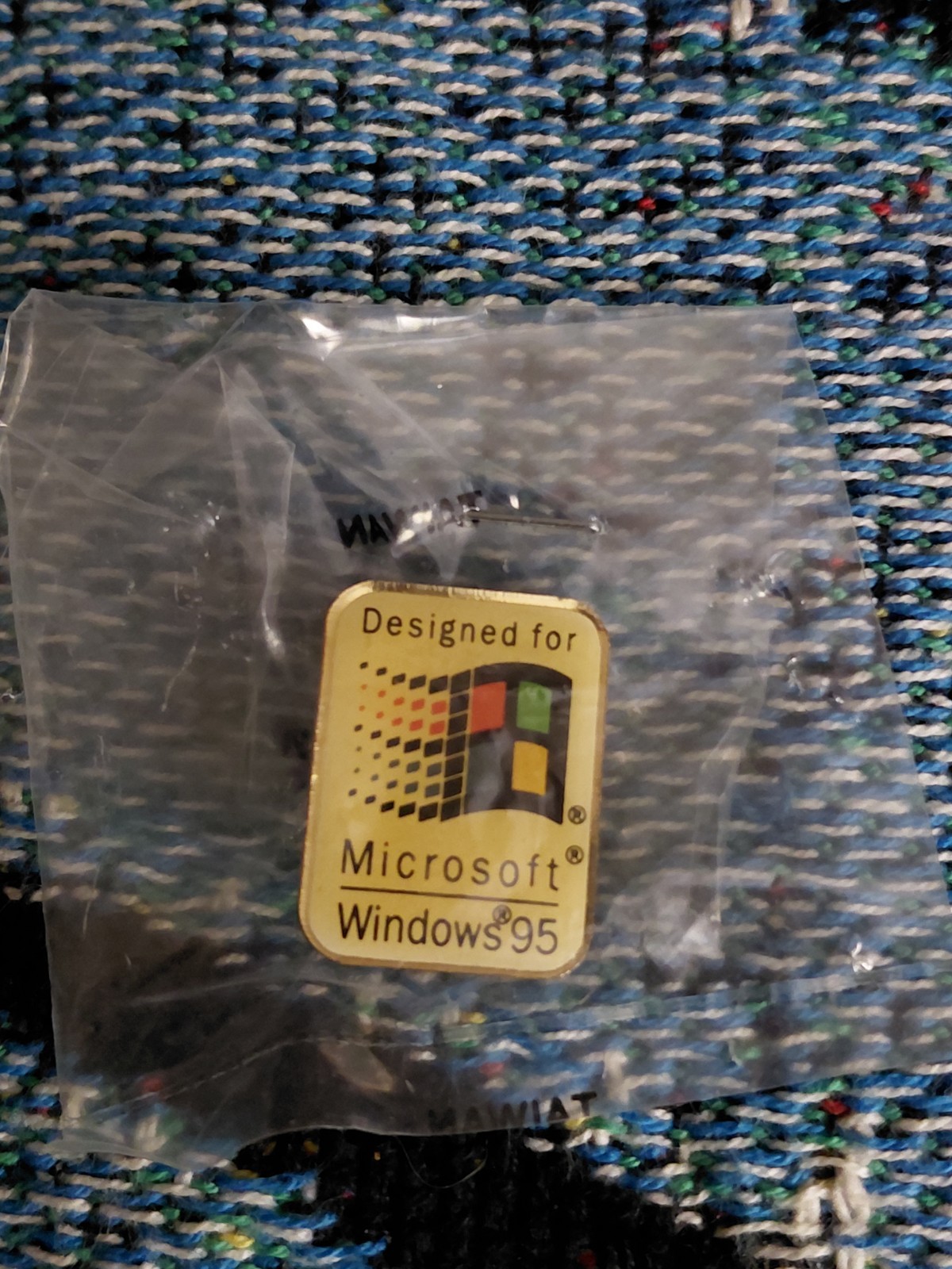 Vintage 1995 Designed for Microsoft Windows 95 Enamel Lapel Pin Promo Sealed NOS
