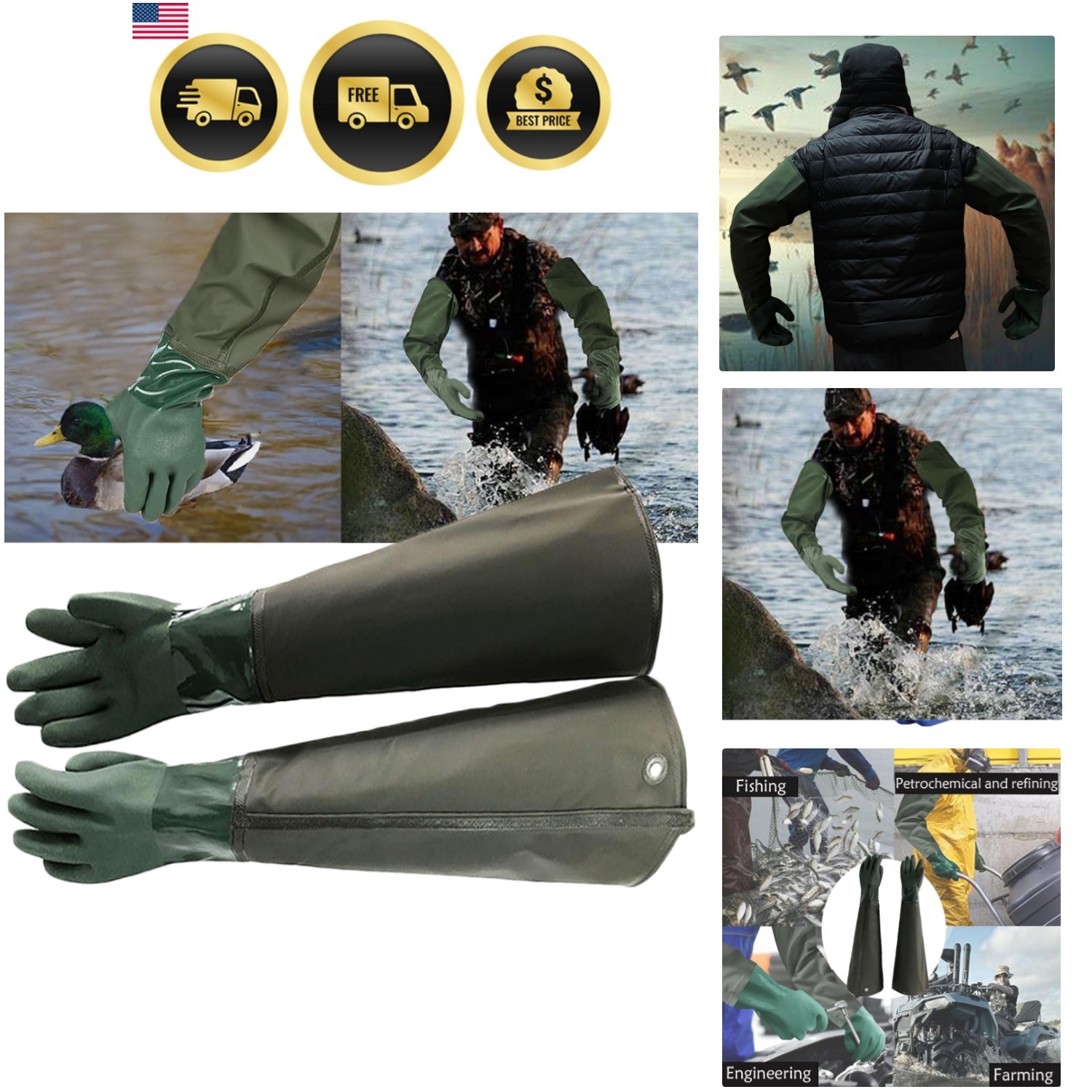 Shoulder Length Decoy Duck Gloves,28 Shoulder Length Decoy Duck Gloves,28