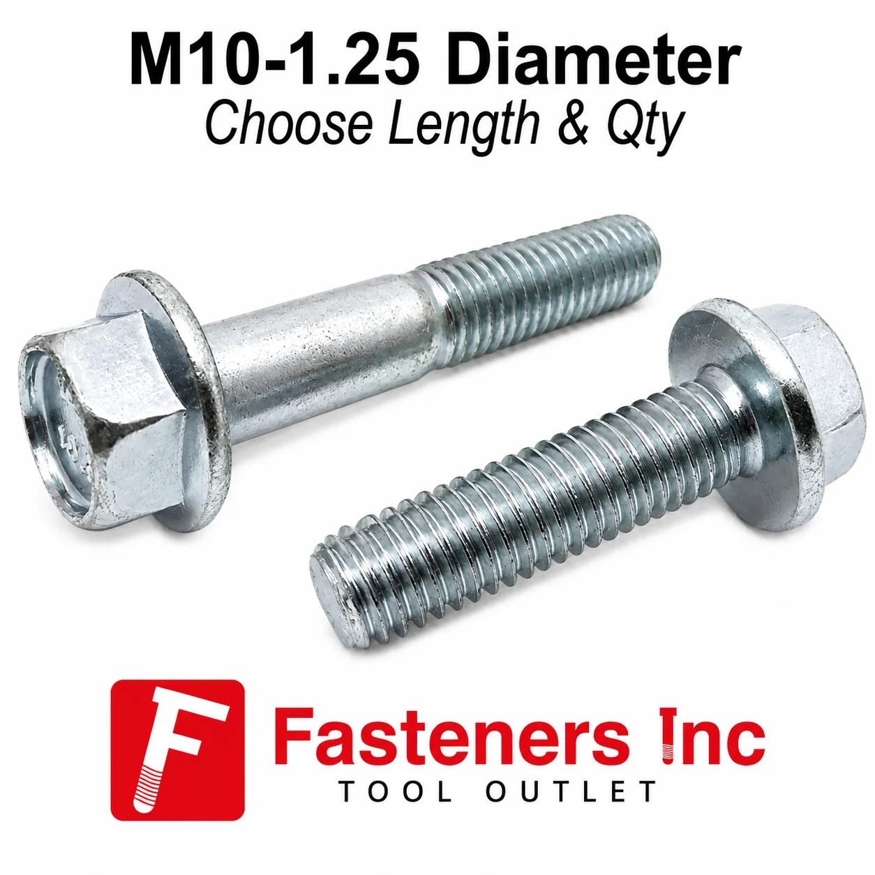 M10-1.25 Class 10.9 JIS Hex Flange Screws Bolts Zinc Clear (Pick Length & Qty)