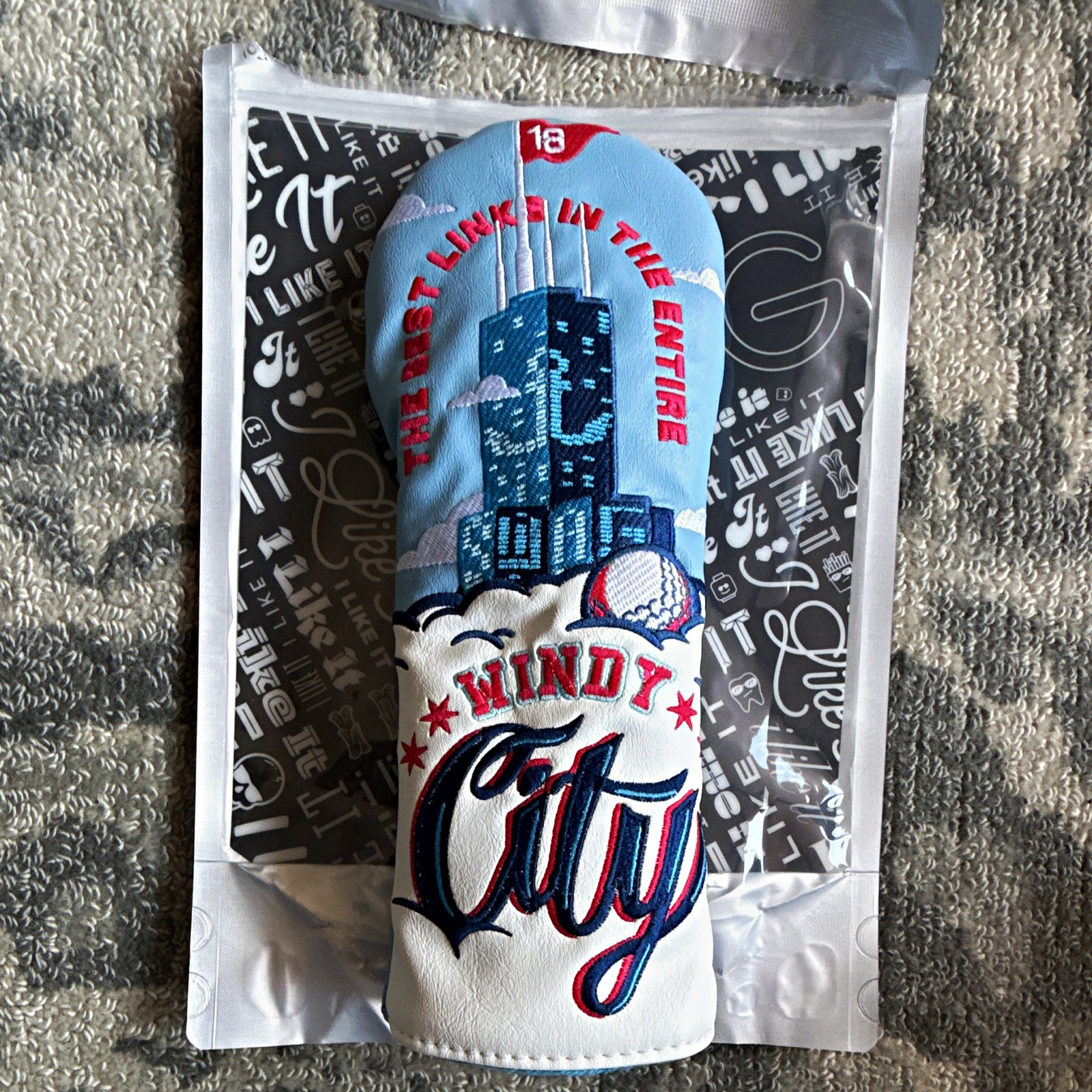 SWAG Golf Windy City 3 Wood Head Cover - Light Blue/White