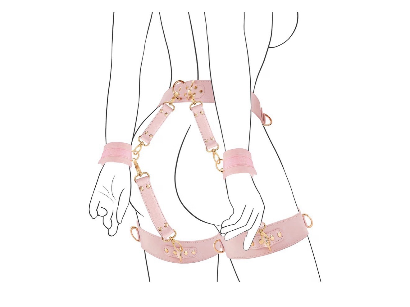 6 Pcs Bdsm Bondage Body Toys Leather Straps Full Harness Restraints Belts Slave