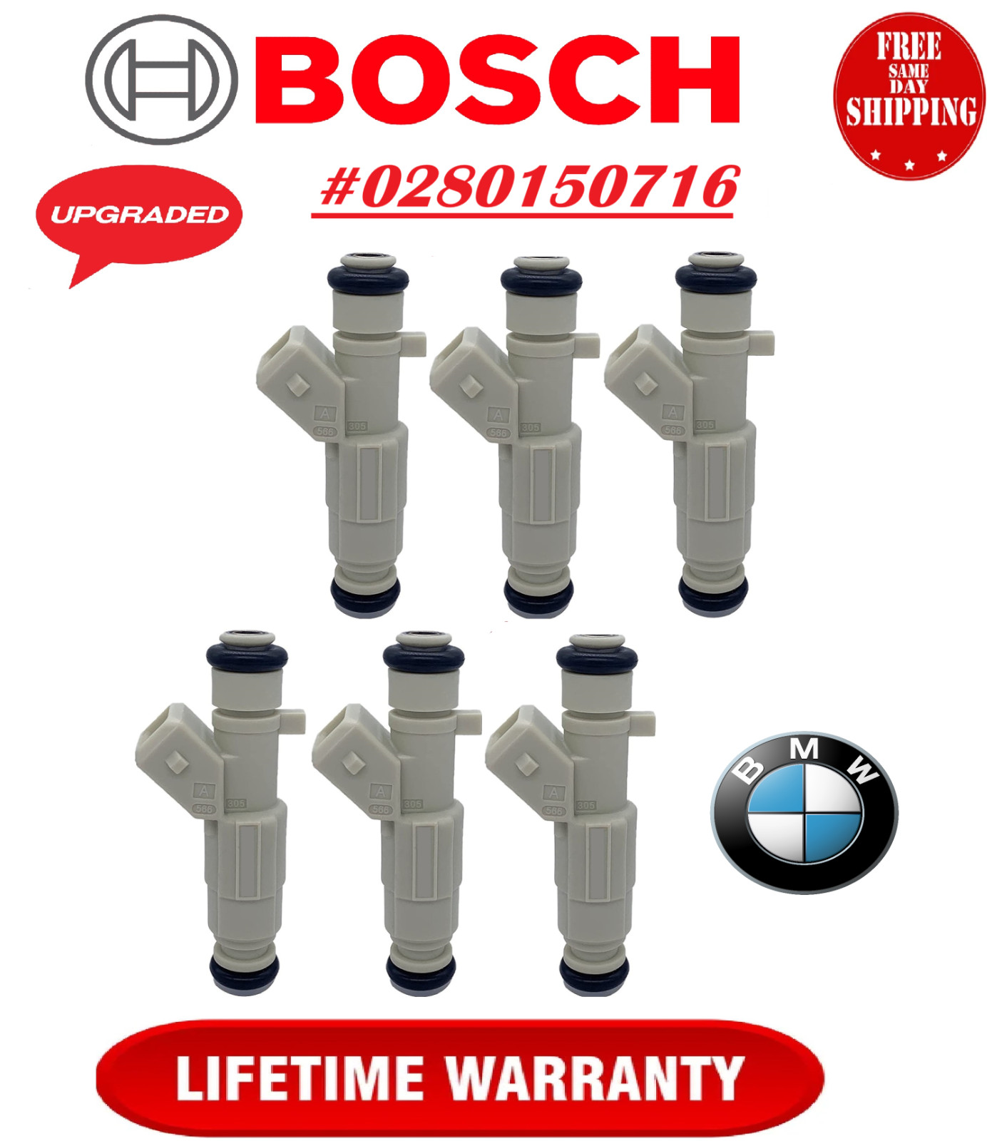 NEW HP&TORQUE UPGRADE OEM Bosch x6 4hole 30LB IVgen Fuel Injectors for 87-88 BMW