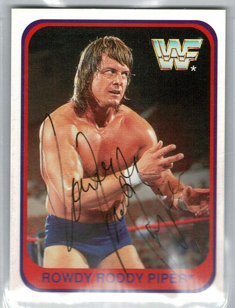 Rowdy Roddy Piper 1991 Merlin WWF #140 Auto Signed Italian 12714