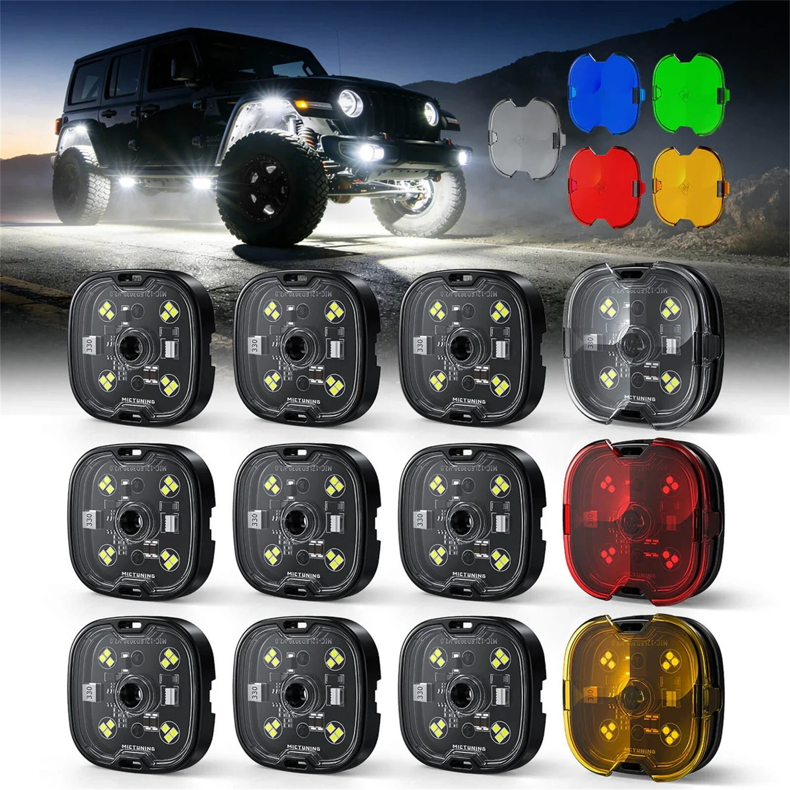 MICTUNING C6 12 Pods LED Rock Lights, LED Underglow Light Underbody Glow Lamp MICTUNING C6 12 Pods LED Rock Lights, LED Underglow Light Underbody Glow Lamp