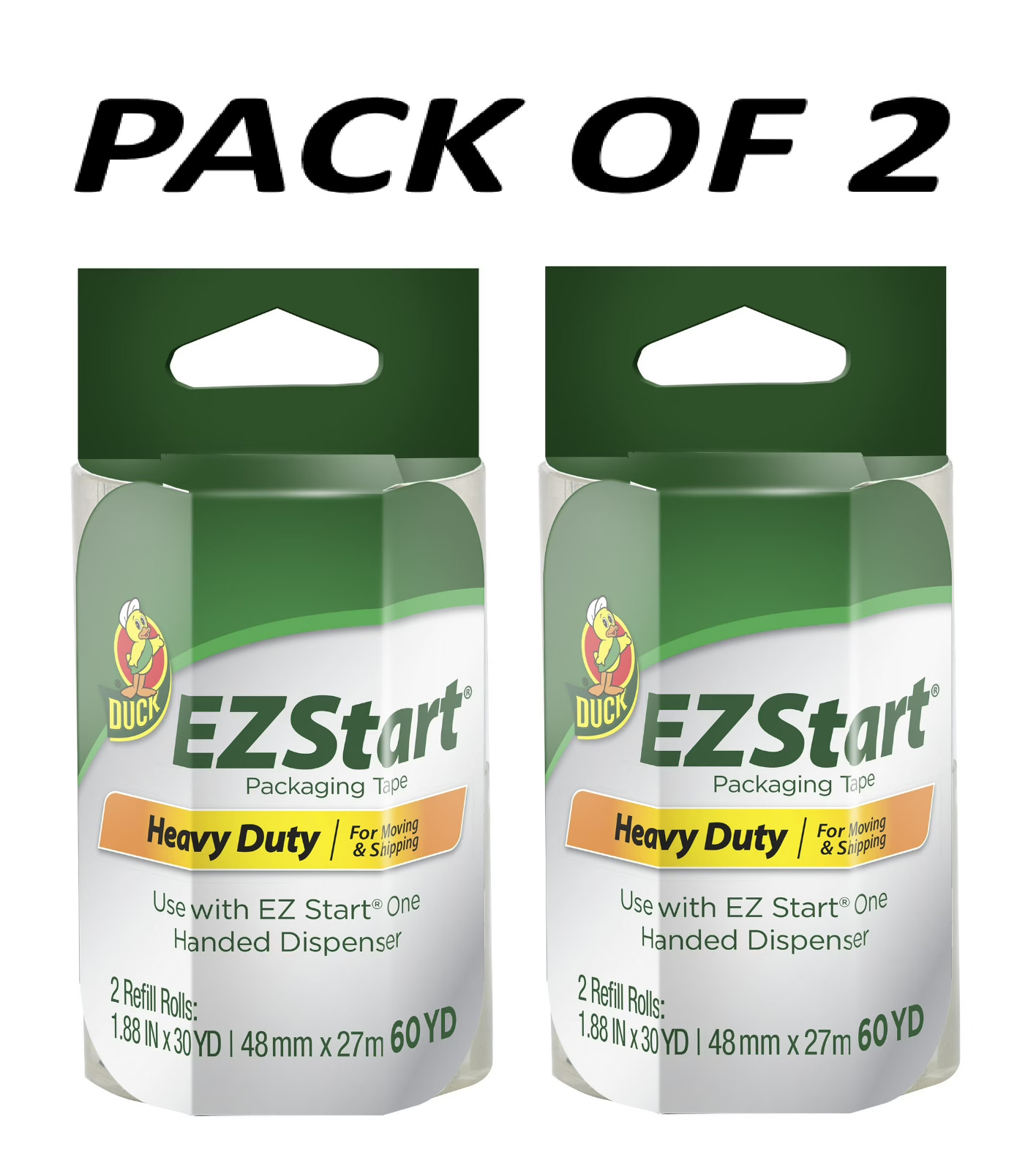 Duck EZ Start Clear Acrylic Packaging Tape, 1.88 In. X 30 Yd., 2 Rolls Duck EZ Start Clear Acrylic Packaging Tape, 1.88 In. X 30 Yd., 2 Rolls