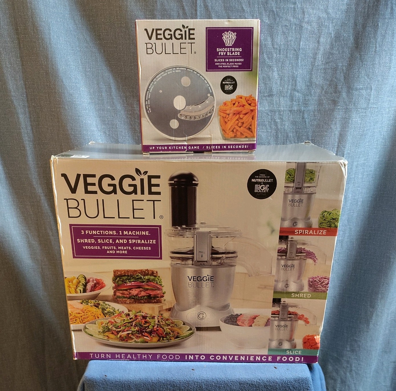 Veggie Bullet 12 Piece Set + extra FRY blade 3 Functions  NEW 