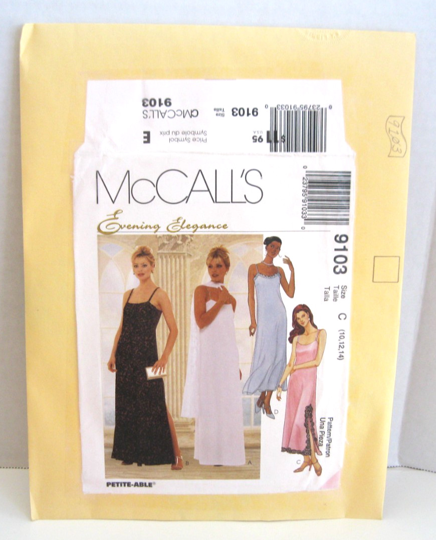 McCall\'s Evening Elegance Lined Dress & Scarf Pattern #9103 Misses\' 10-14 Uncut