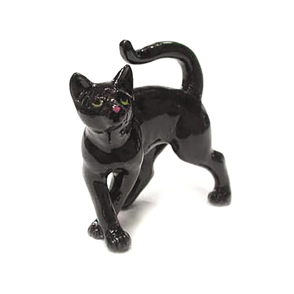 Northern Rose Cat Black Kitten-Home Decor Animal - Miniature Porcelain Figurine
