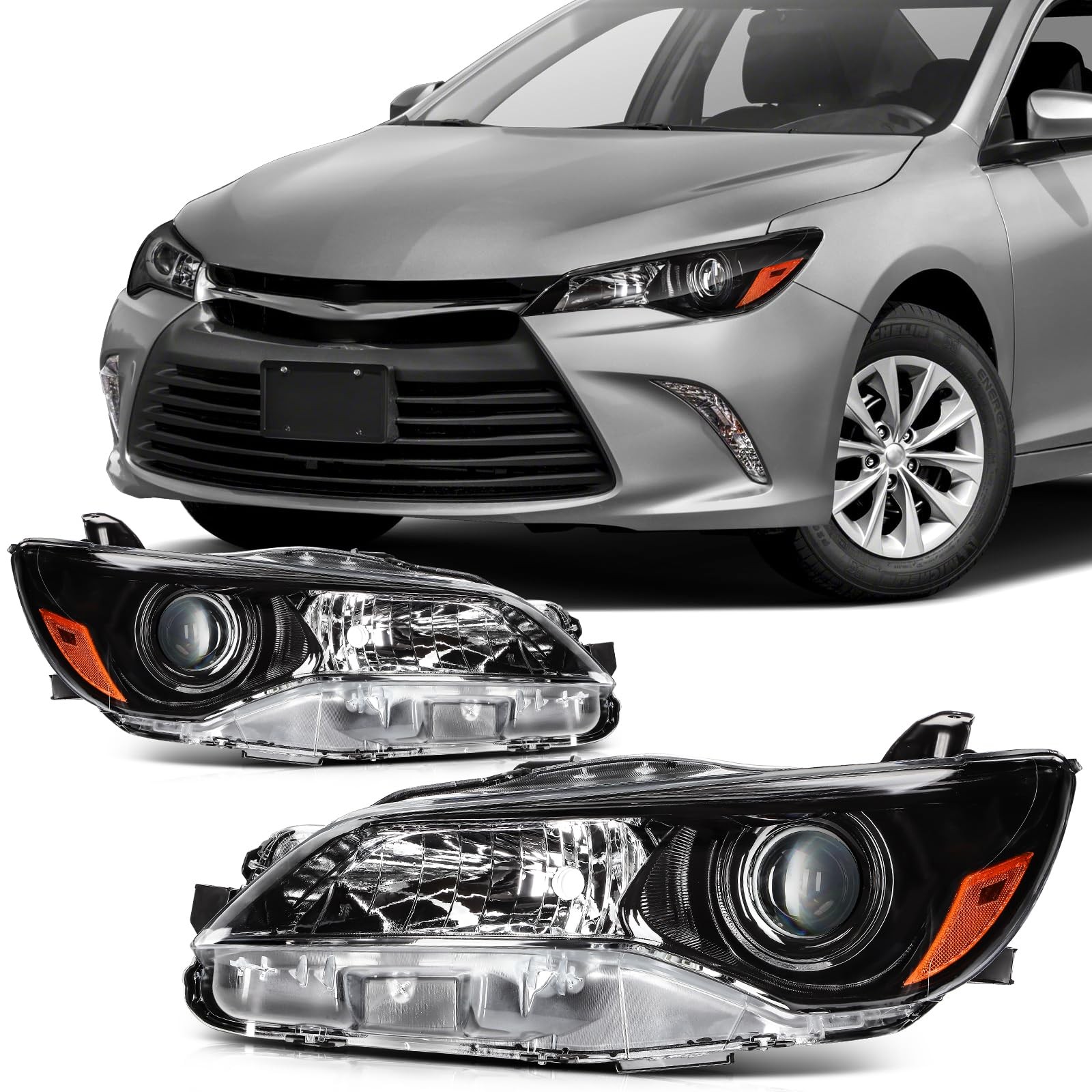 SCITOO Headlight Assembly Fits 2015-2017 Toyota Camry Headlamp Driver And SCITOO Headlight Assembly Fits 2015-2017 Toyota Camry Headlamp Driver And