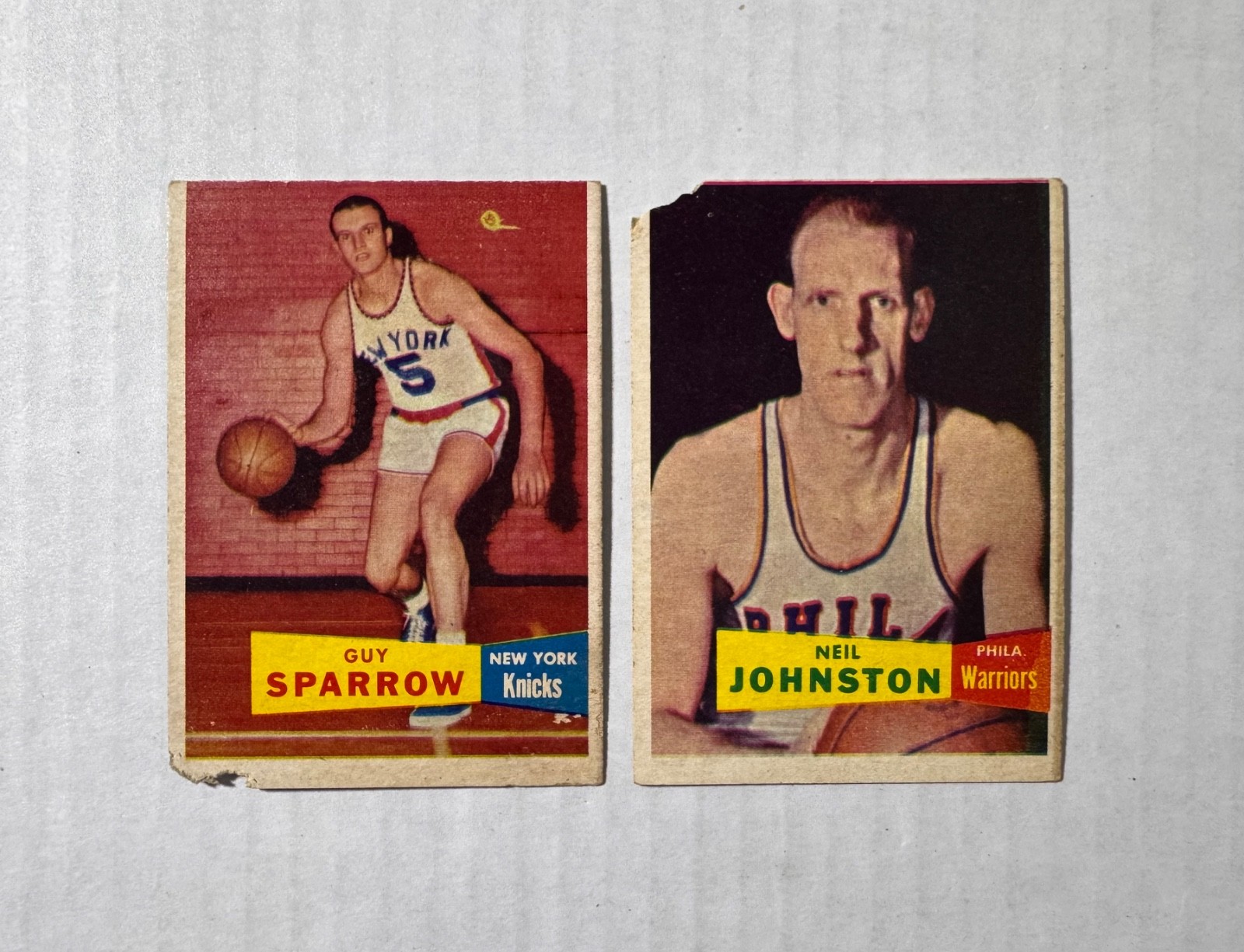 1957-58 TOPPS LOT x2 BASKETBALL CARDS POOR - HOF N JOHNSTON ROOKIE - TOUGH SET 1957-58 TOPPS LOT x2 BASKETBALL CARDS POOR - HOF N JOHNSTON ROOKIE - TOUGH SET