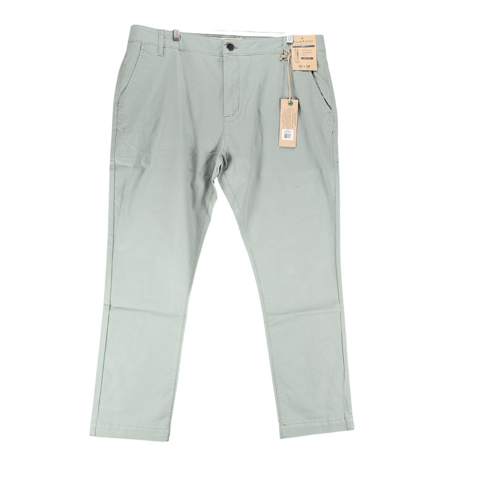 Tailor Vintage Pants Mens 38x30 Green Stretch Mid Rise Slim Fit *NWT*
