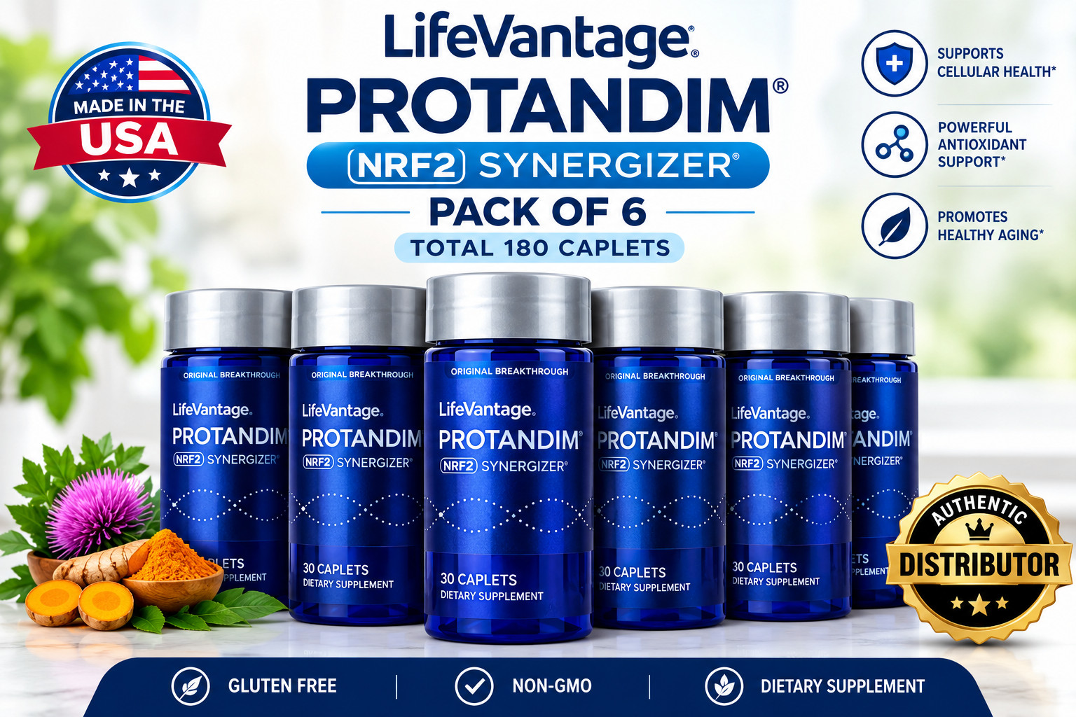 LifeVantage' Protandim NRF2 Synergizer 180 Caplets–Pack of 6(180 Caplets) Sealed LifeVantage' Protandim NRF2 Synergizer 180 Caplets–Pack of 6(180 Caplets) Sealed