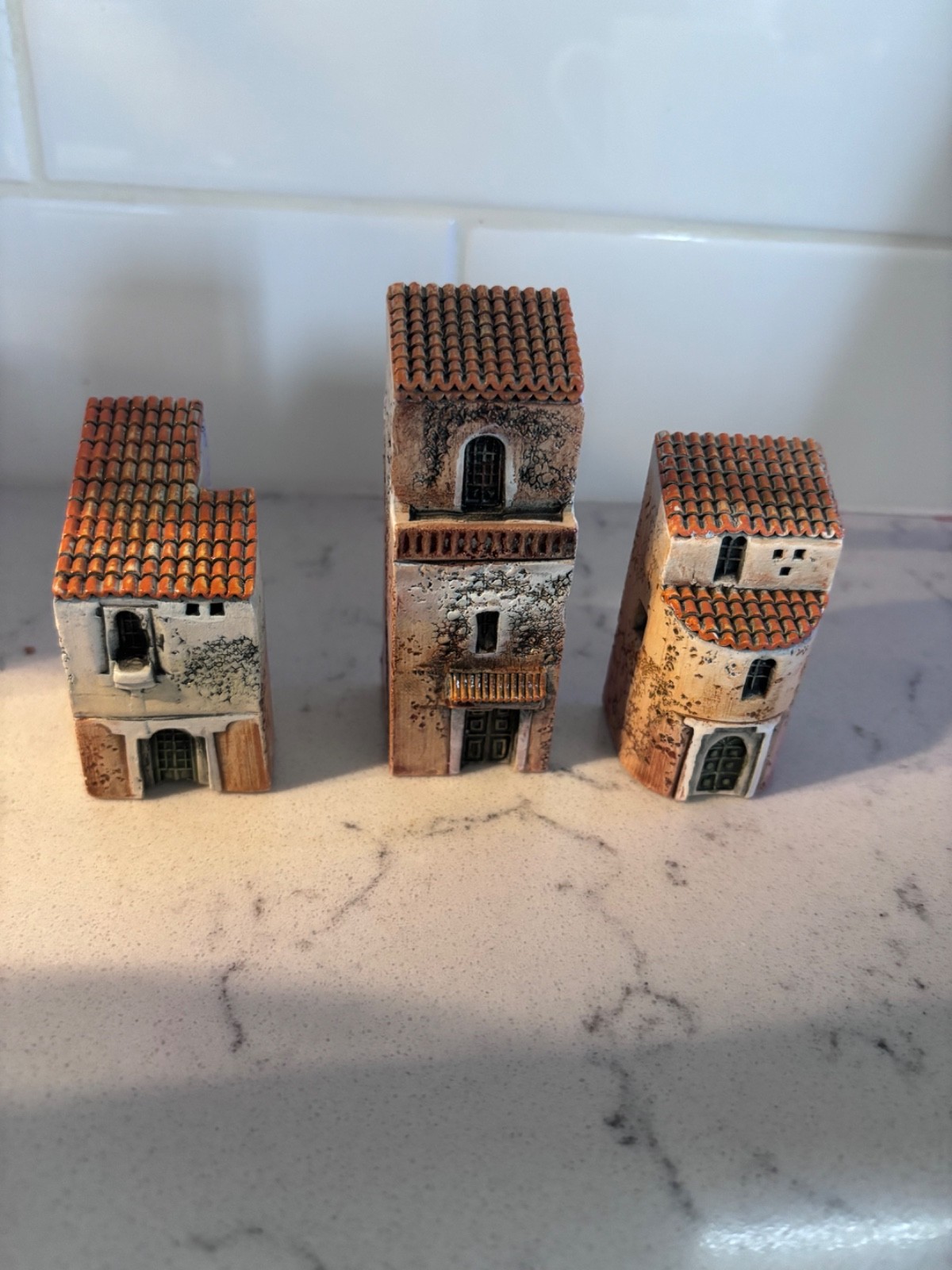 Set of 3 Gault original ceramic buildings