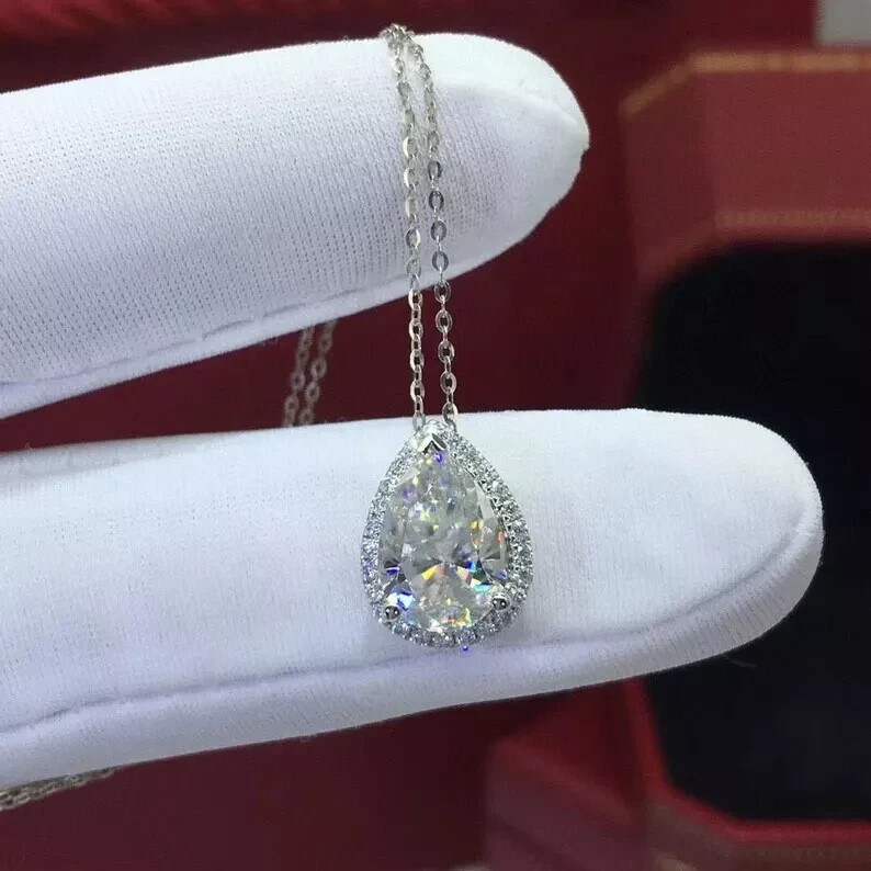 RARE 4.70 Ct Certified Off White Treated Diamond Solitaire Pendant in 925 Silver