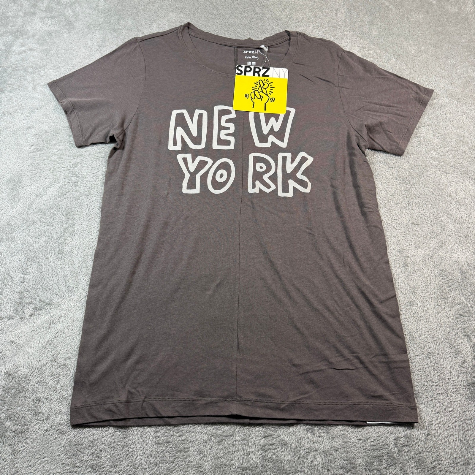 Uniqlo SPRZ NY Keith Haring T-Shirt Men M Brown New York Graphic Cotton Modal Uniqlo SPRZ NY Keith Haring T-Shirt Men M Brown New York Graphic Cotton Modal